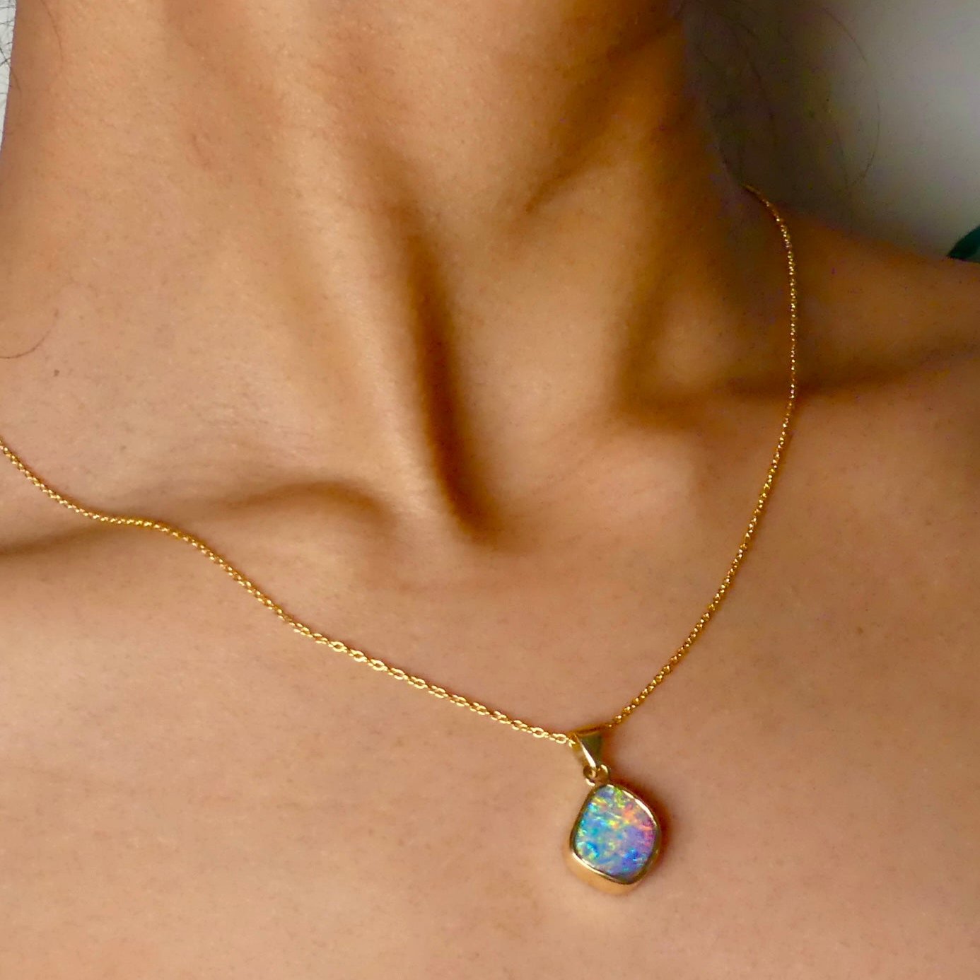 One-of-a-Kind  18k Gold Pendant with Vibrant Australian Boulder Opal