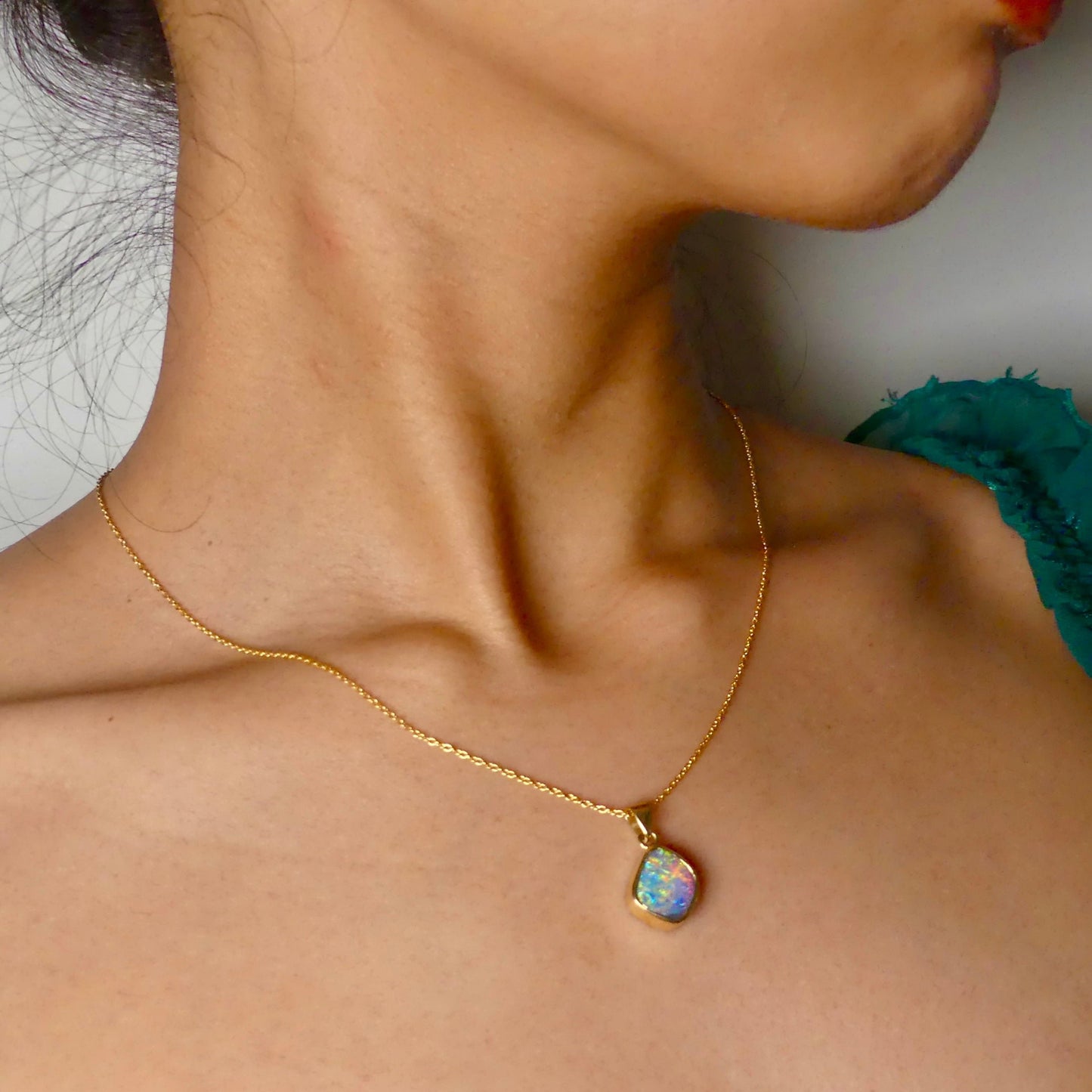 One-of-a-Kind  18k Gold Pendant with Vibrant Australian Boulder Opal