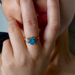 Elegant Statement Piece  Australian Black Opal Ring in 14k Gold