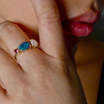 Elegant Statement Piece  Australian Black Opal Ring in 14k Gold