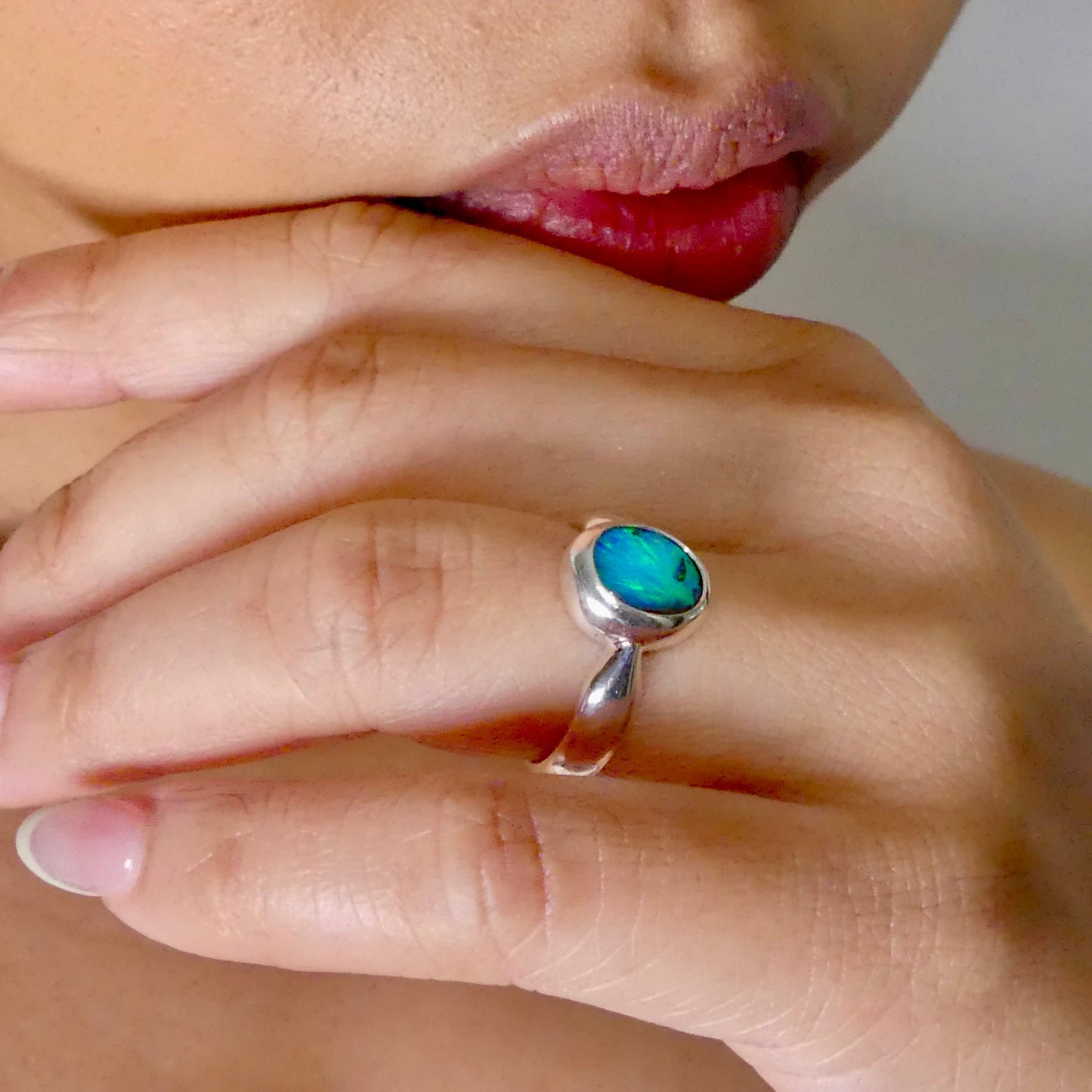 Vibrant Sterling Silver Boulder Opal Ring