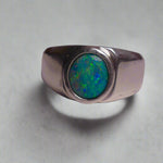 Lightning Ridge Sterling Silver Doublet Signet Ring