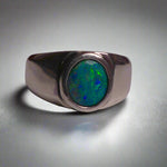 Lightning Ridge Sterling Silver Doublet Signet Ring