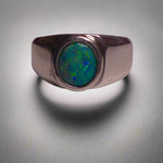 Lightning Ridge Sterling Silver Doublet Signet Ring