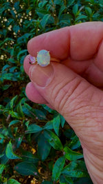 Elegant 14k Gold Ring with Australian Opal and Sapphire