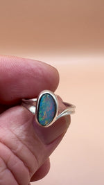 Vibrant Sterling Silver Australian Boulder Opal Ring