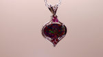 Rare Black Opal Pendant in 18k White Gold with Diamond and Rubies - Elegant Statement Piece