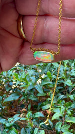 Vibrant 18k Gold Australian Crystal Opal Pendant Breathtaking Beauty