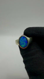 Lightning Ridge Sterling Silver Doublet Signet Ring