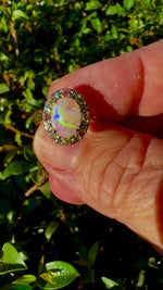 Elegant 14k Gold Ring featuring Australian Opal and Sapphire