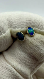 Australian Opal Doublet Sterling Silver Stud Earrings