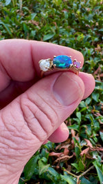 Elegant Statement Piece  Australian Black Opal Ring in 14k Gold