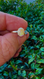 Elegant 14k Gold Ring with Australian Crystal Opal and Topaz