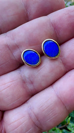 Handcrafted Lightning Ridge Opal Earrings in 9k Gold