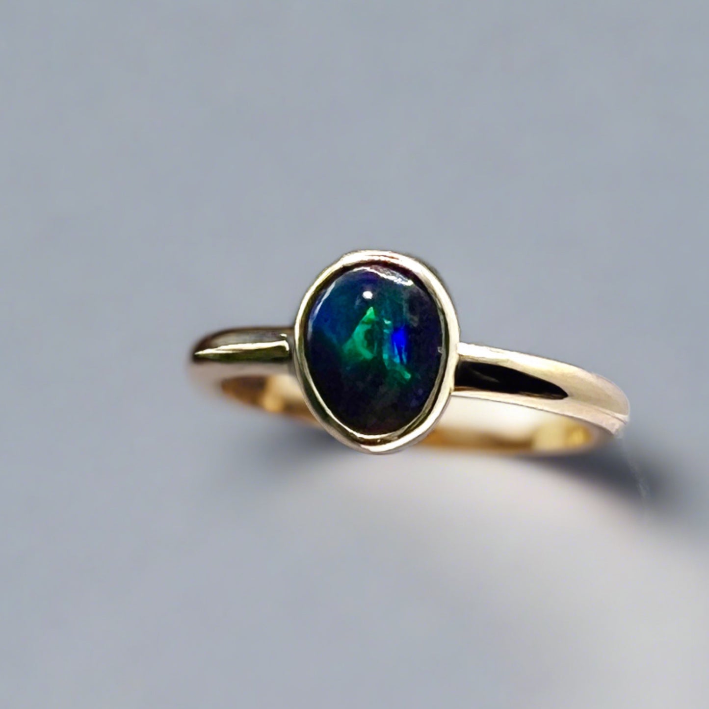 Unique & Luxurious Lightning Ridge Opal Ring in 9k Gold Setting