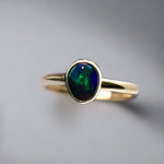 Unique & Luxurious Lightning Ridge Opal Ring in 9k Gold Setting