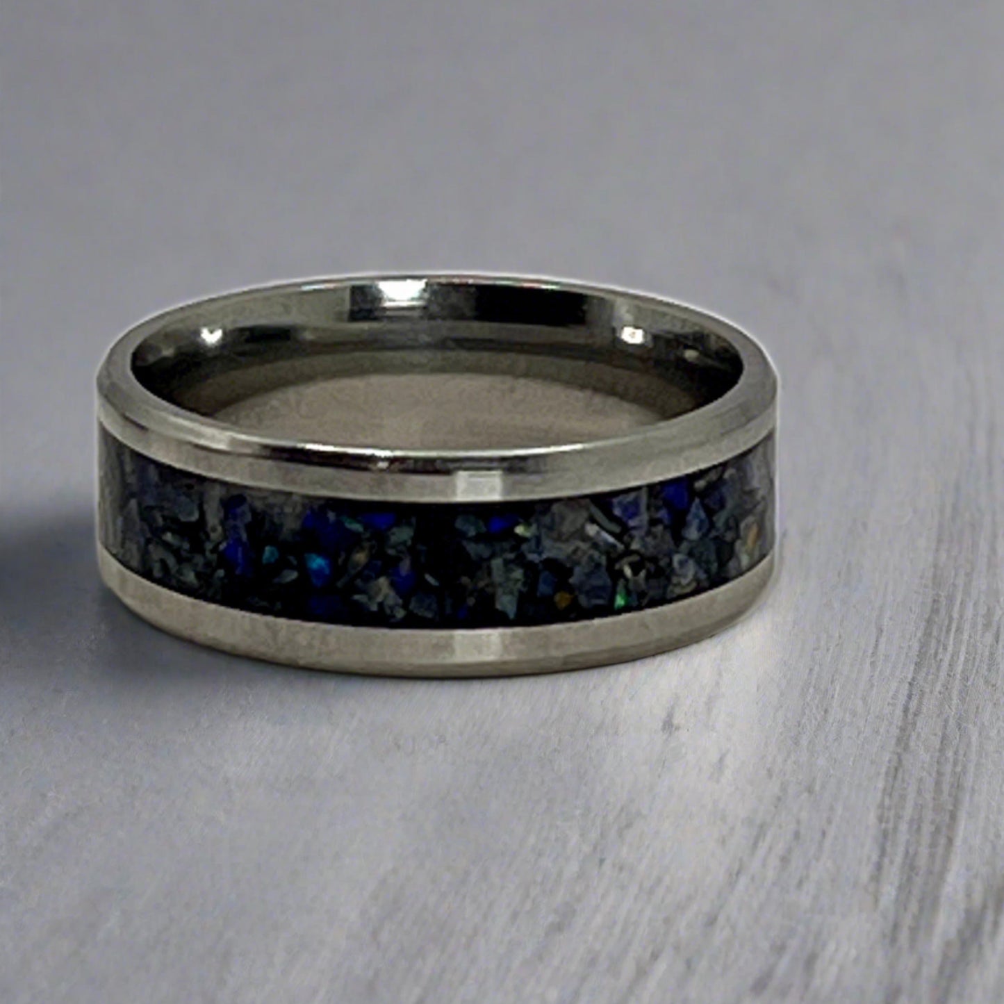 Australian Mintabie Opal Chip Inlay Ring